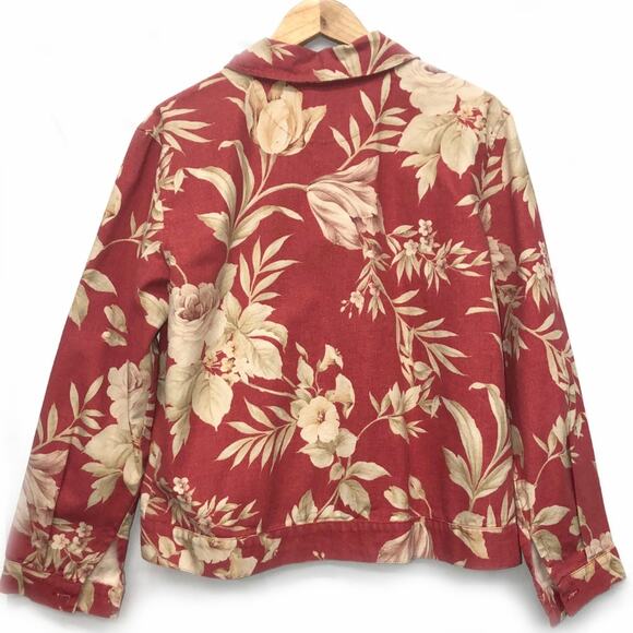 Coldwater Creek Floral Denim Jacket Button Down M - Picture 3 of 4